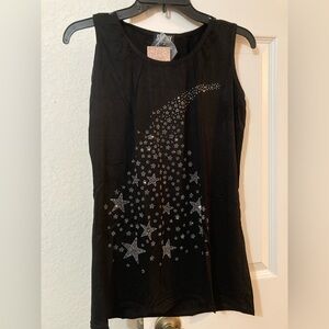 NWT Ladies sleeveless tank top with silver stars and sparkle.